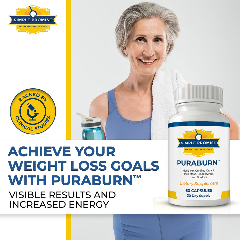 Simple Promise PuraBurn label design communicates purity, certifications, and recommended daily use.