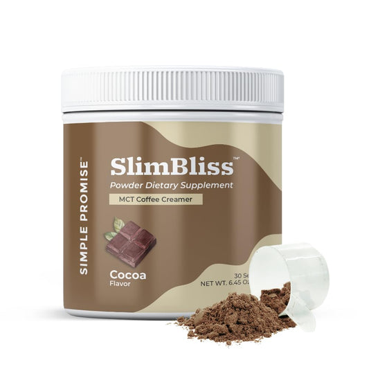 Simple Promise SlimBliss coffee creamer jar for a creamy morning ritual
