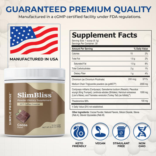 SlimBliss MCT oil powder scoop shows convenient, sugar-free boost