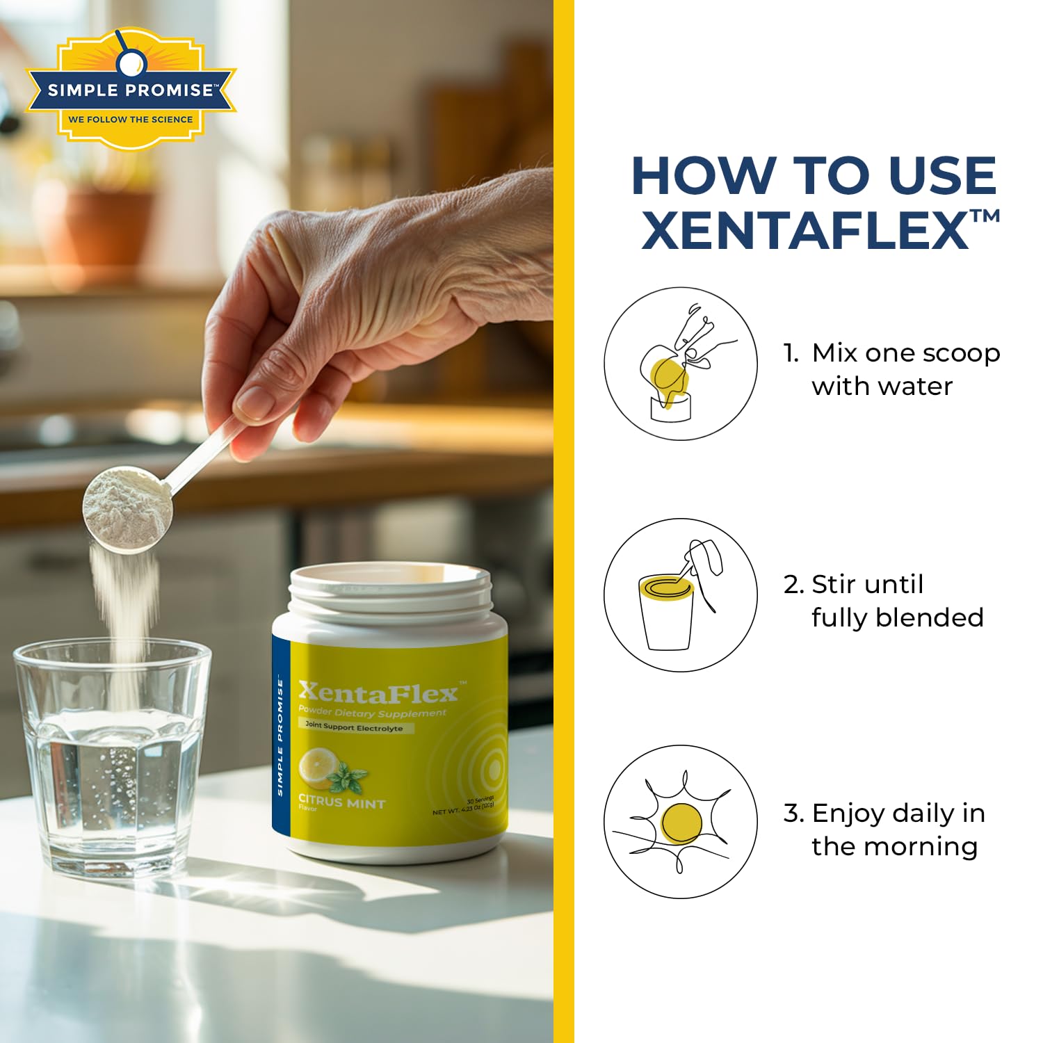 Active lifestyle scene with XentaFlex supporting post-workout hydration.