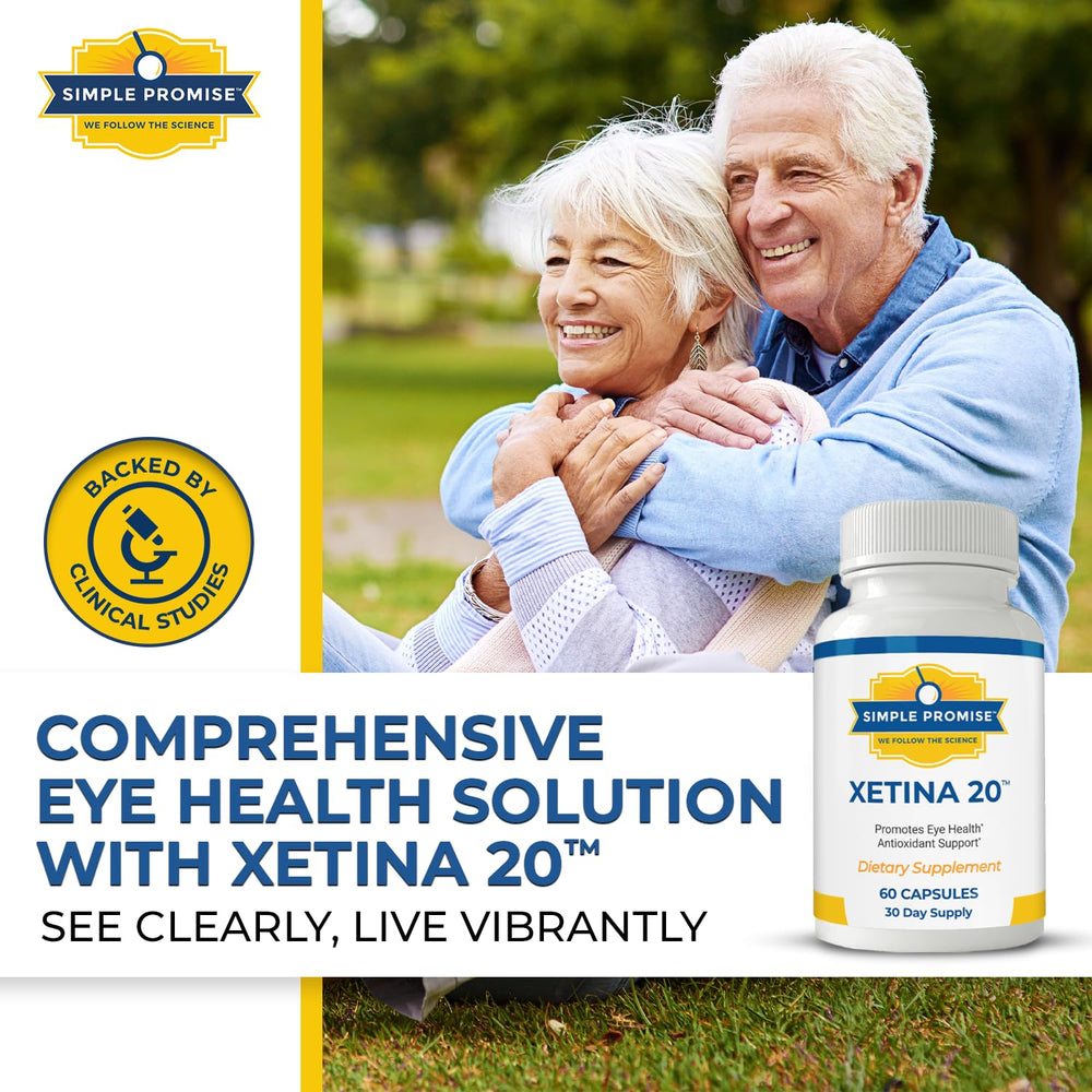 Xetina 20 capsules in hand implying daily routine and eye care.