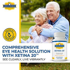Xetina 20 capsules in hand implying daily routine and eye care.