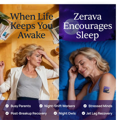Zerava Sleep Patch adhesive close-up reveals gentle, easy-on, easy-off design.