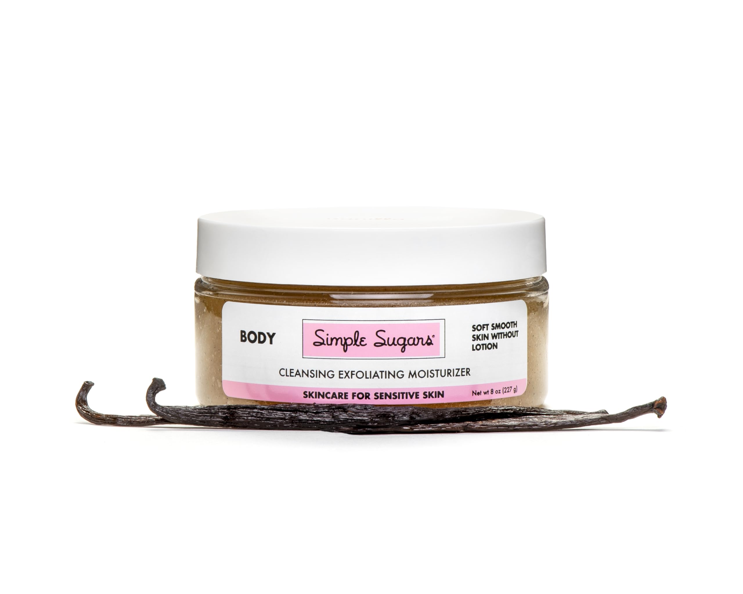 Simple Sugars Vanilla Body with Emu Oil pour shows quick hydration after cleansing