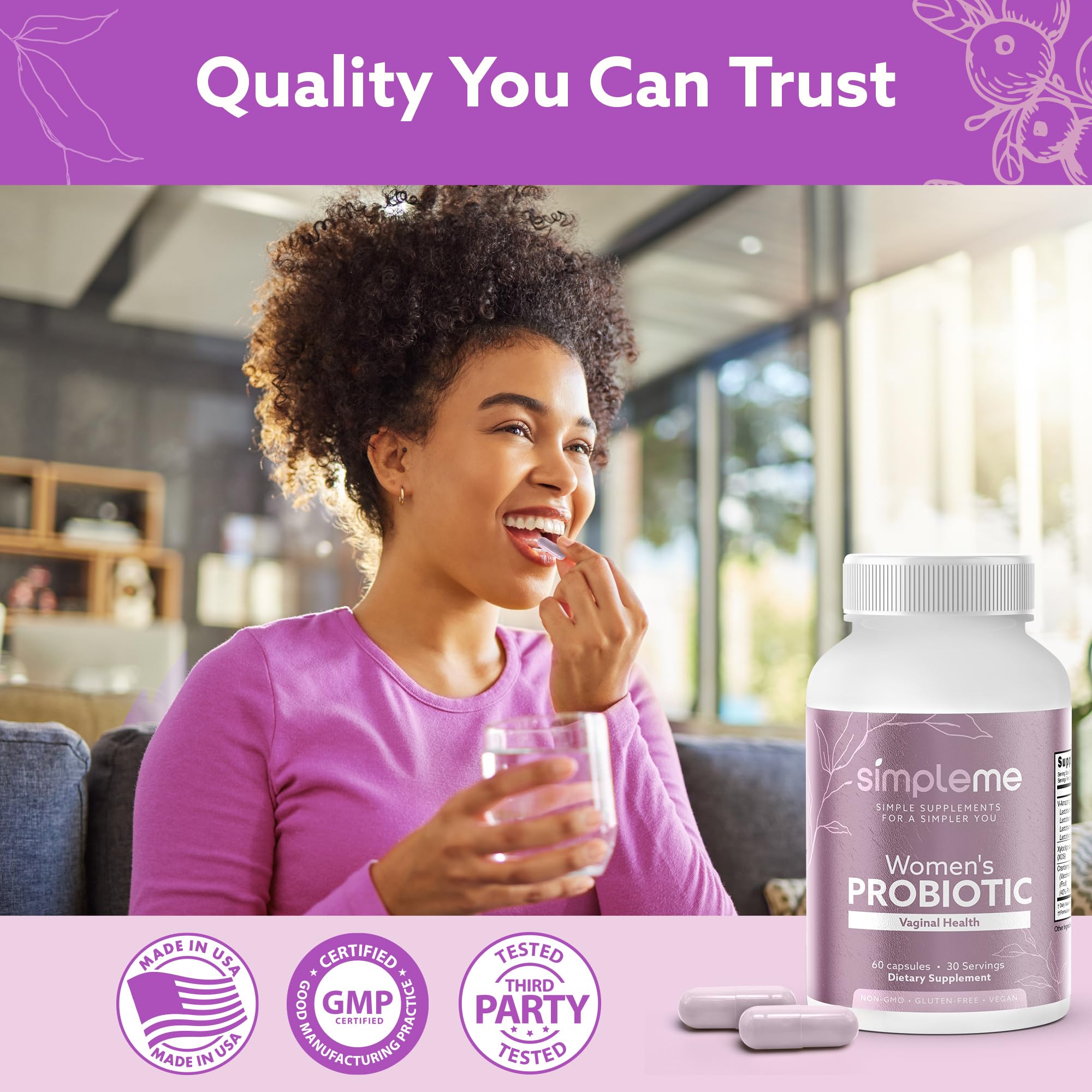 Simpleme daily routine two capsules emphasize convenient daily serving.