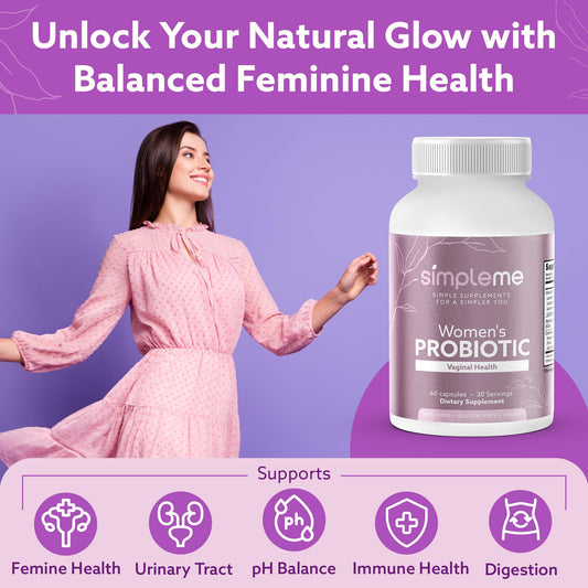 Simpleme probiotic capsules closeup, easy daily intake for wellness.
