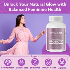 Simpleme probiotic capsules closeup, easy daily intake for wellness.