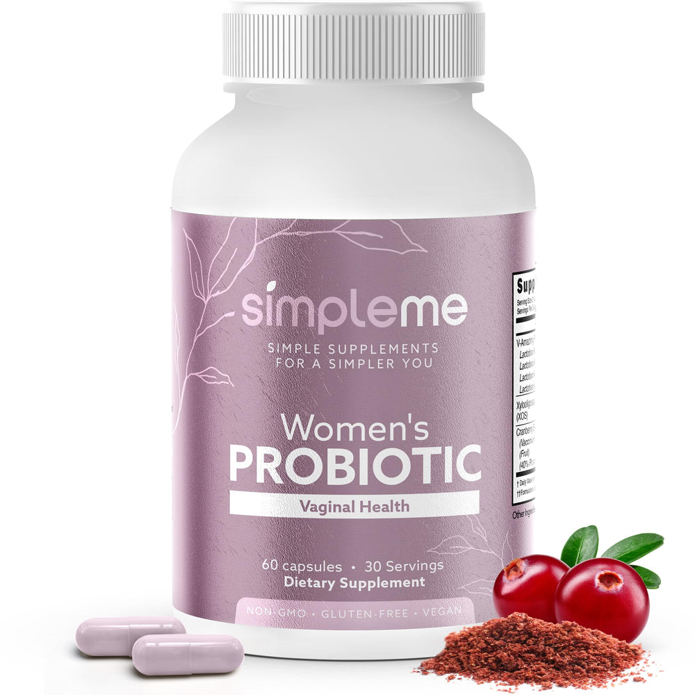 Simpleme women's probiotics bottle front for daily feminine health support.