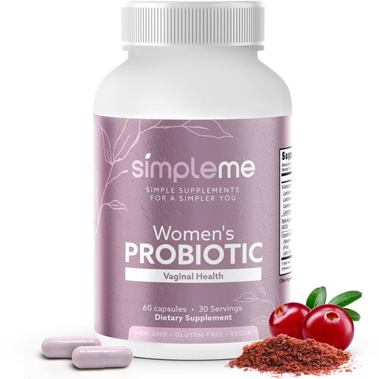 Simpleme women's probiotics bottle front for daily feminine health support.