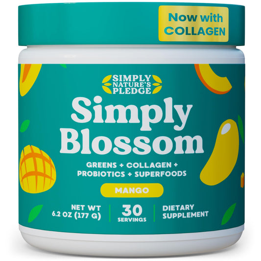 Simply Blossom Nutrition Daily Greens bottle front showing 30-day supply for daily wellness