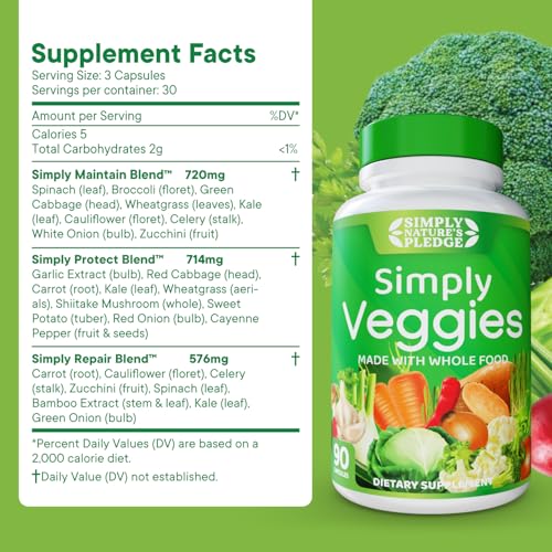 Simply Nature's Pledge 90 Veggie Capsules label closeup signaling quality