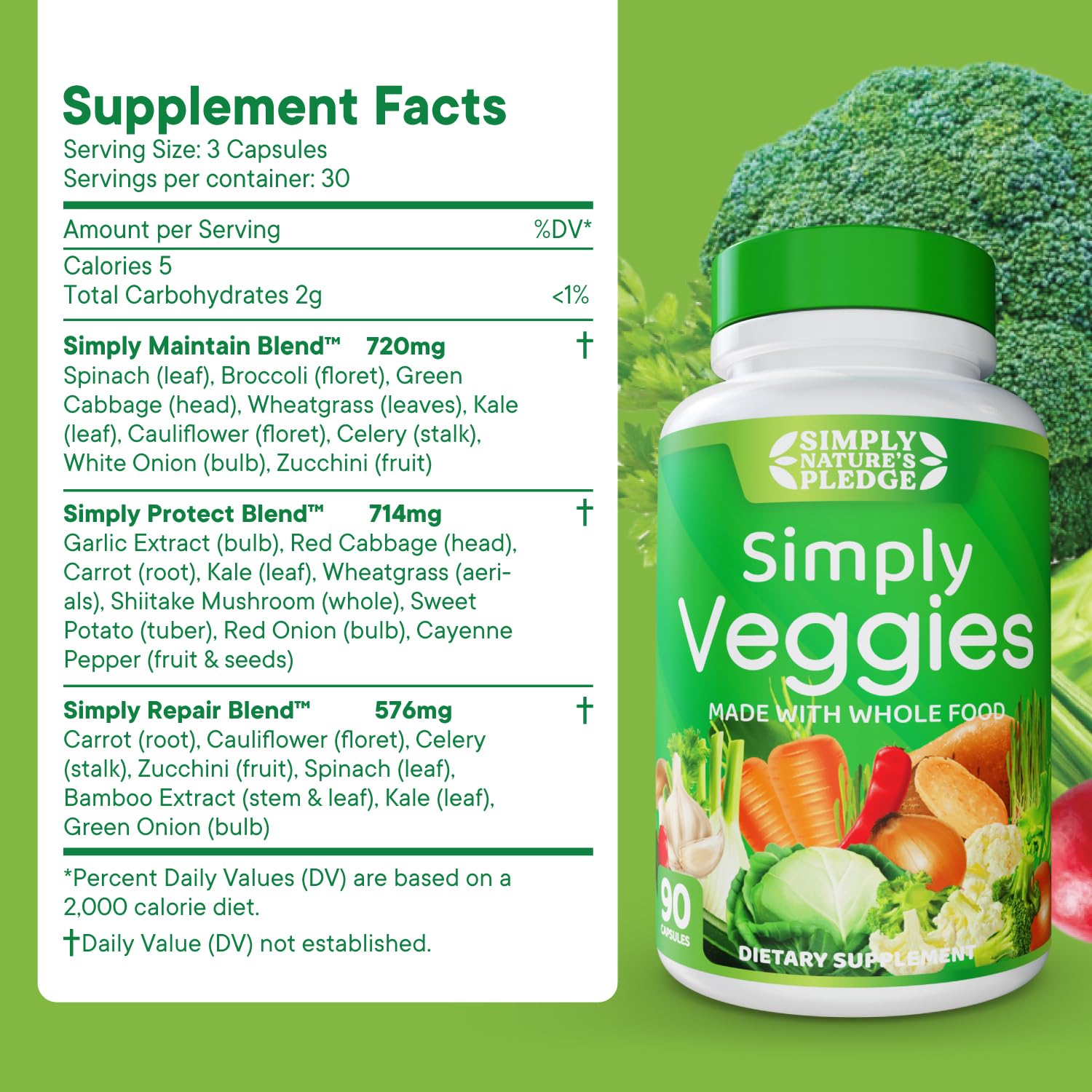 Simply Nature's Pledge capsules close-up highlighting plant-based soy-free formula.