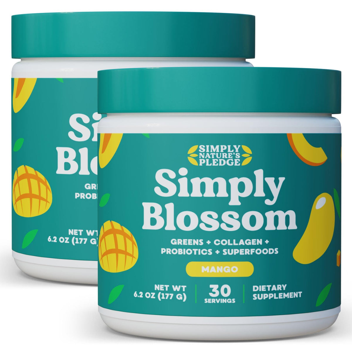 Simply Nature's Pledge Simply Blossom Daily Greens tub for daily nourishment and gut balance