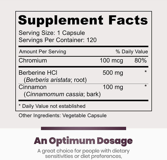 Berberine HCl 500mg capsules visible inside bottle for daily use