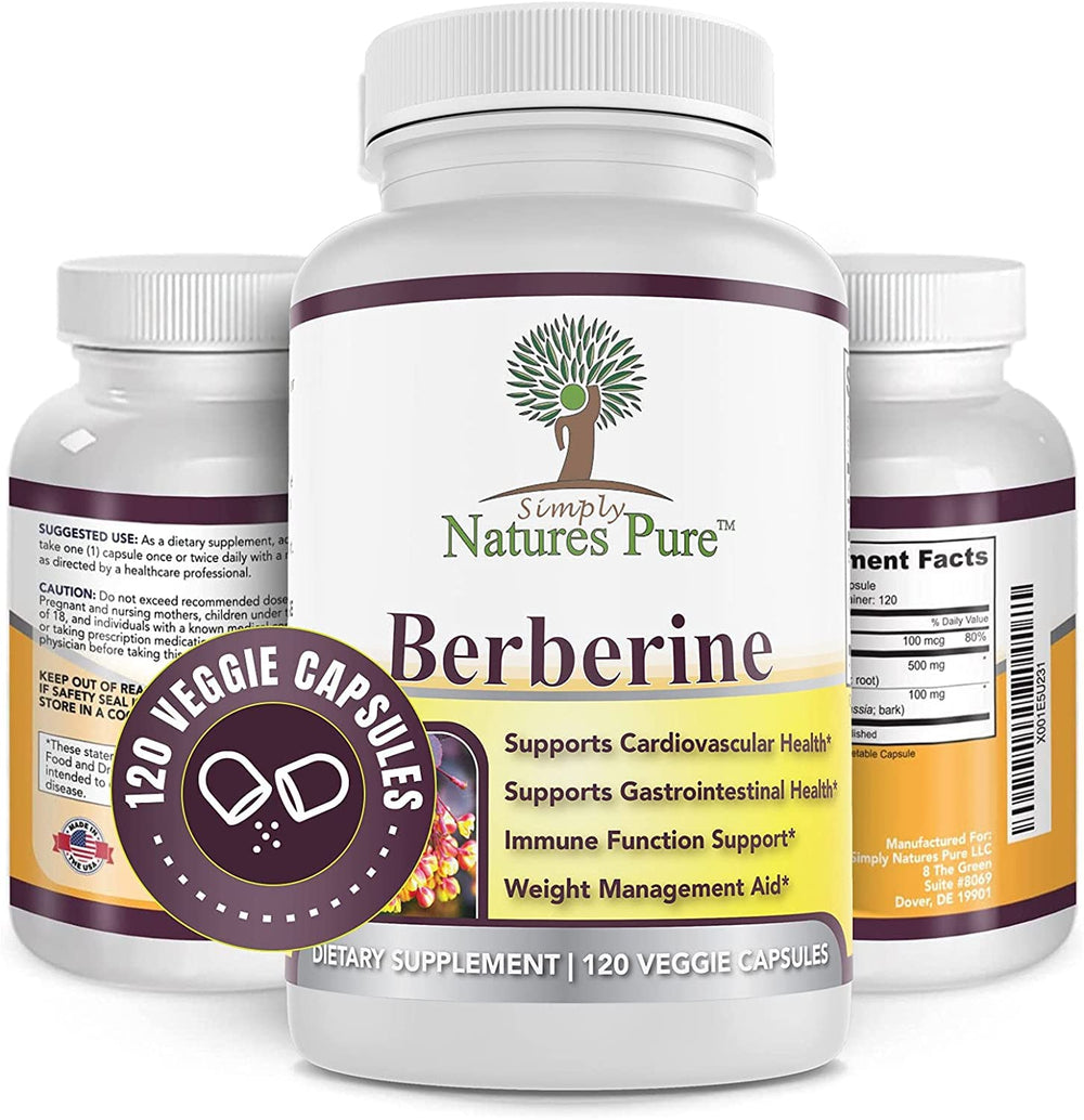 Berberine HCl front label highlights USA-made quality and the chromium cinnamon blend.
