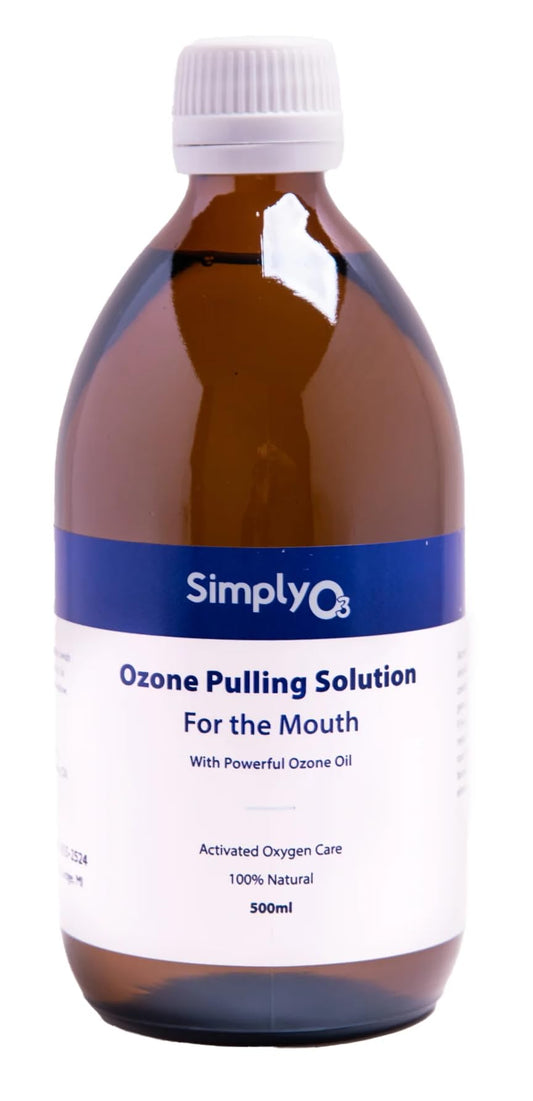 Simply O3 ozone olive oil pulling bottle pour for fresh breath and daily oral care