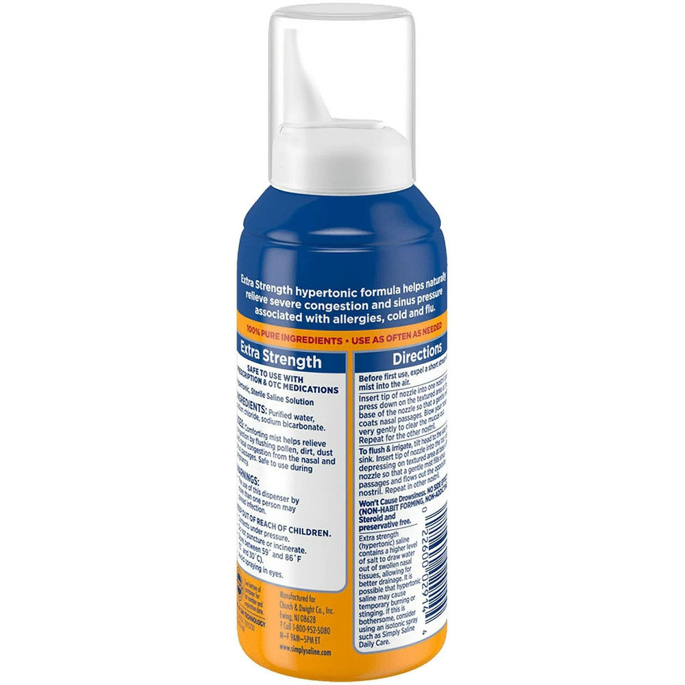 Simply Saline Nasal Mist adjustable nozzle delivers a gentle, effective spray