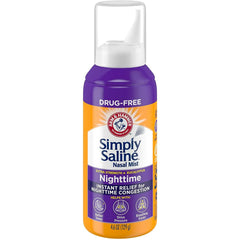 Simply Saline Plus Nighttime Nasal Mist Eucalyptus label highlights 3% saline formula.