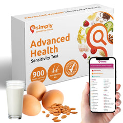 Simply Sensitivity Checks test kit package showing comprehensive at-home sensitivity options