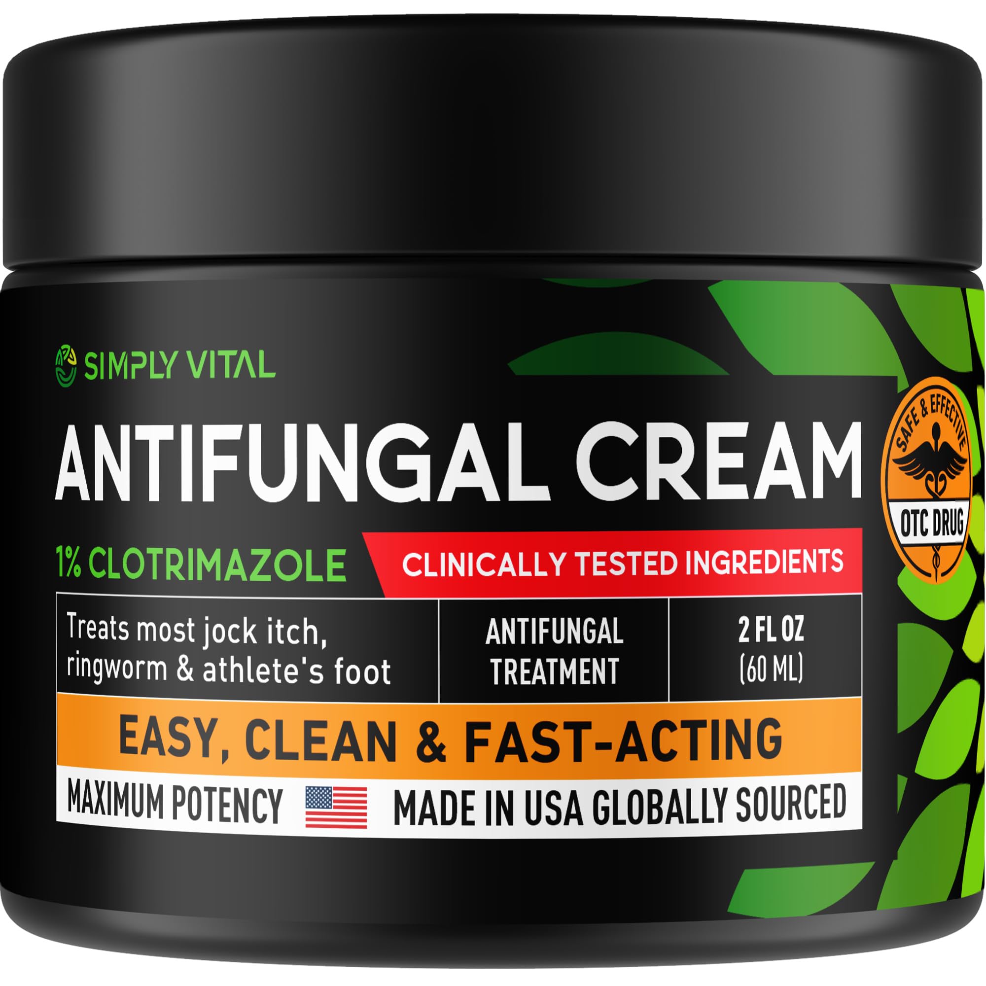 SimplyVital Clotrimazole 1% cream tube close-up for fast, targeted antifungal relief.