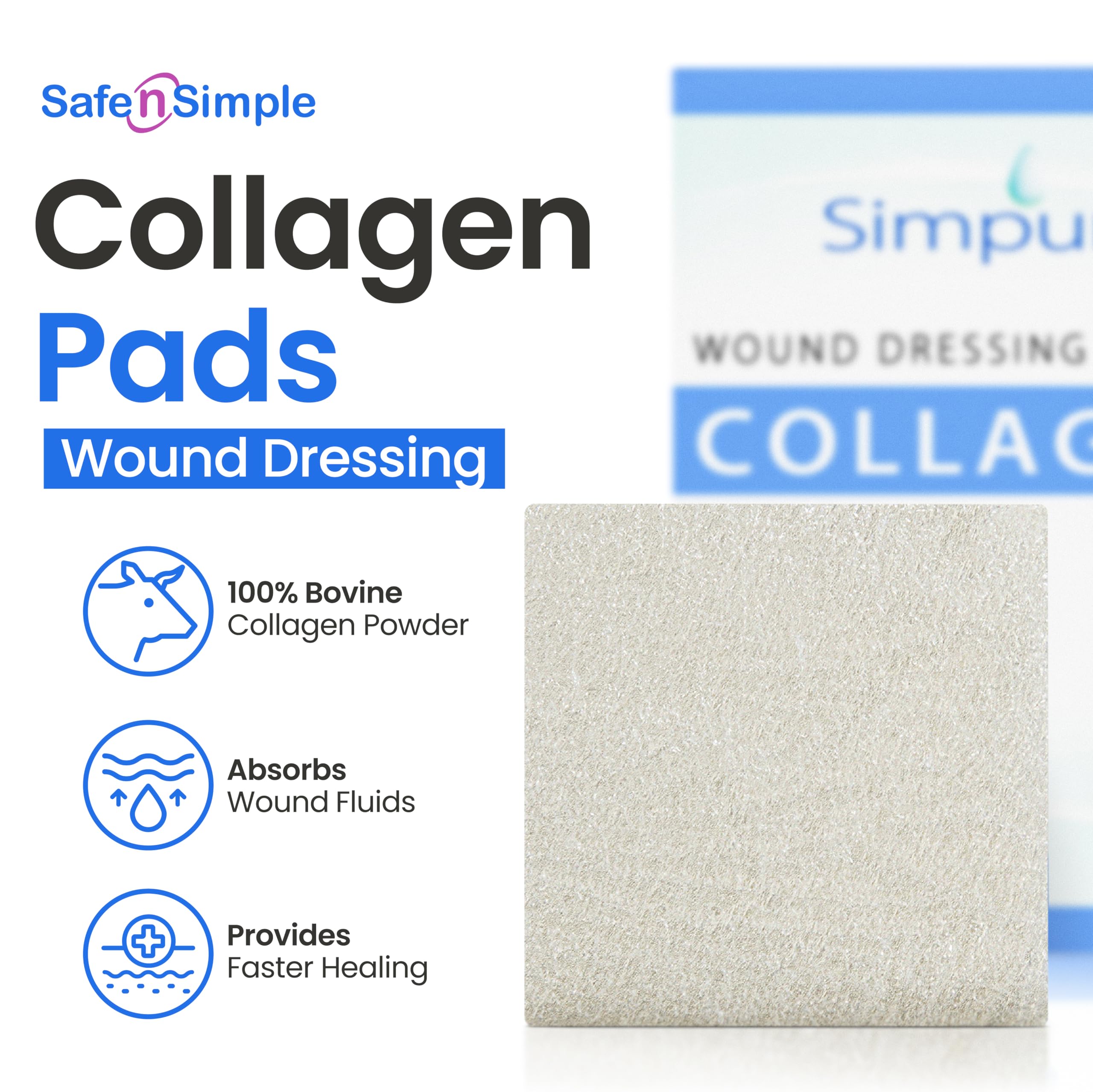 Simpurity collagen pad-conforming-fit contours to wounds for better coverage.