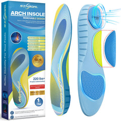 Sinbowl plantar fasciitis insoles front view with dual arch height options