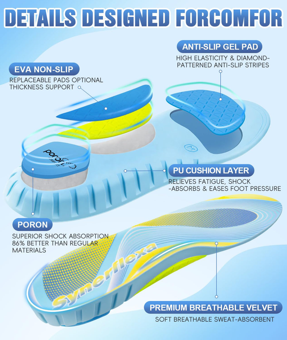 Sinbowl plantar fasciitis insoles side profile highlights slim, comfortable design
