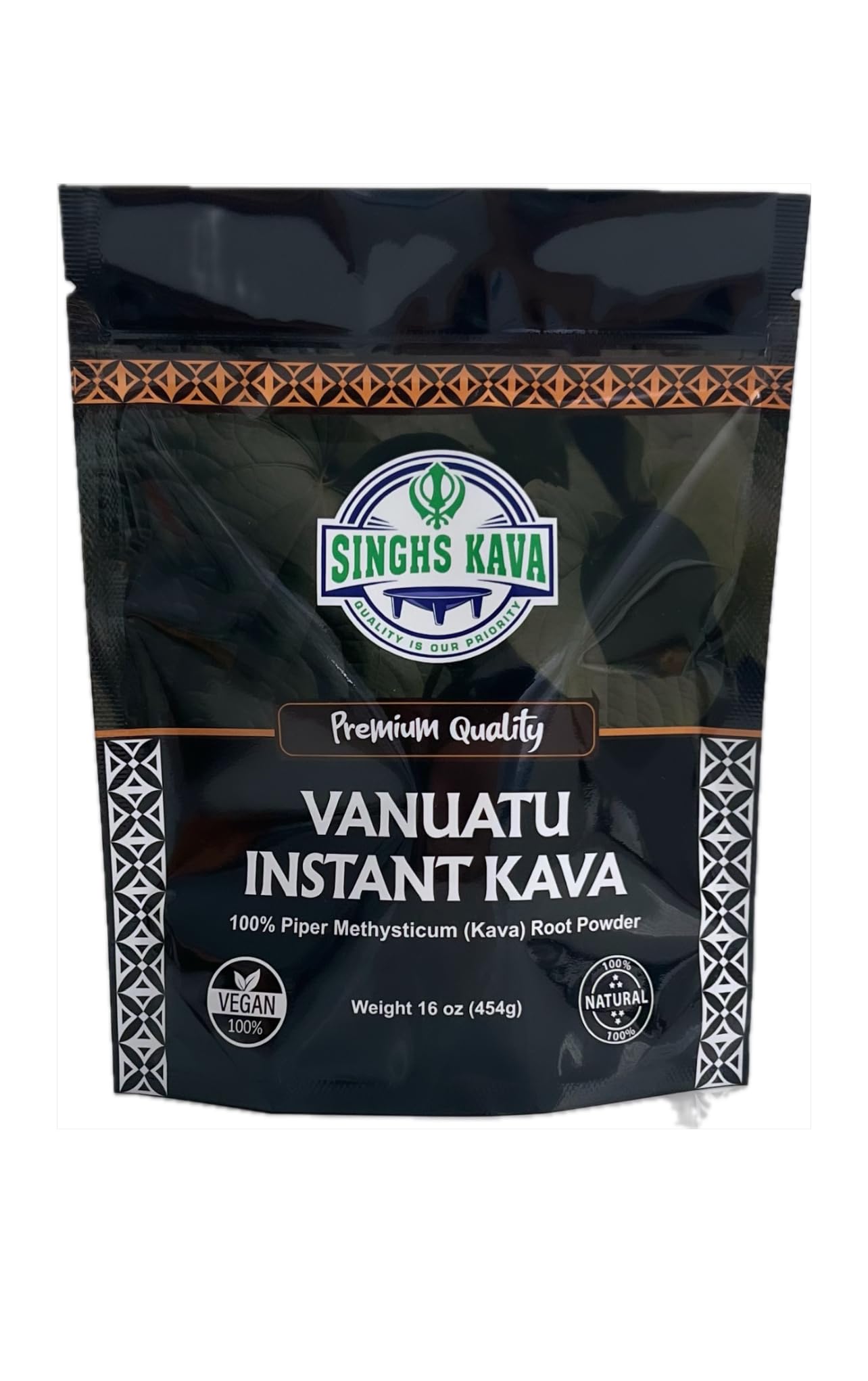 SINGHS kava powder texture closeup showing fine grind for quick dissolution.