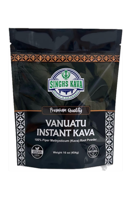 SINGHS kava powder texture closeup showing fine grind for quick dissolution.