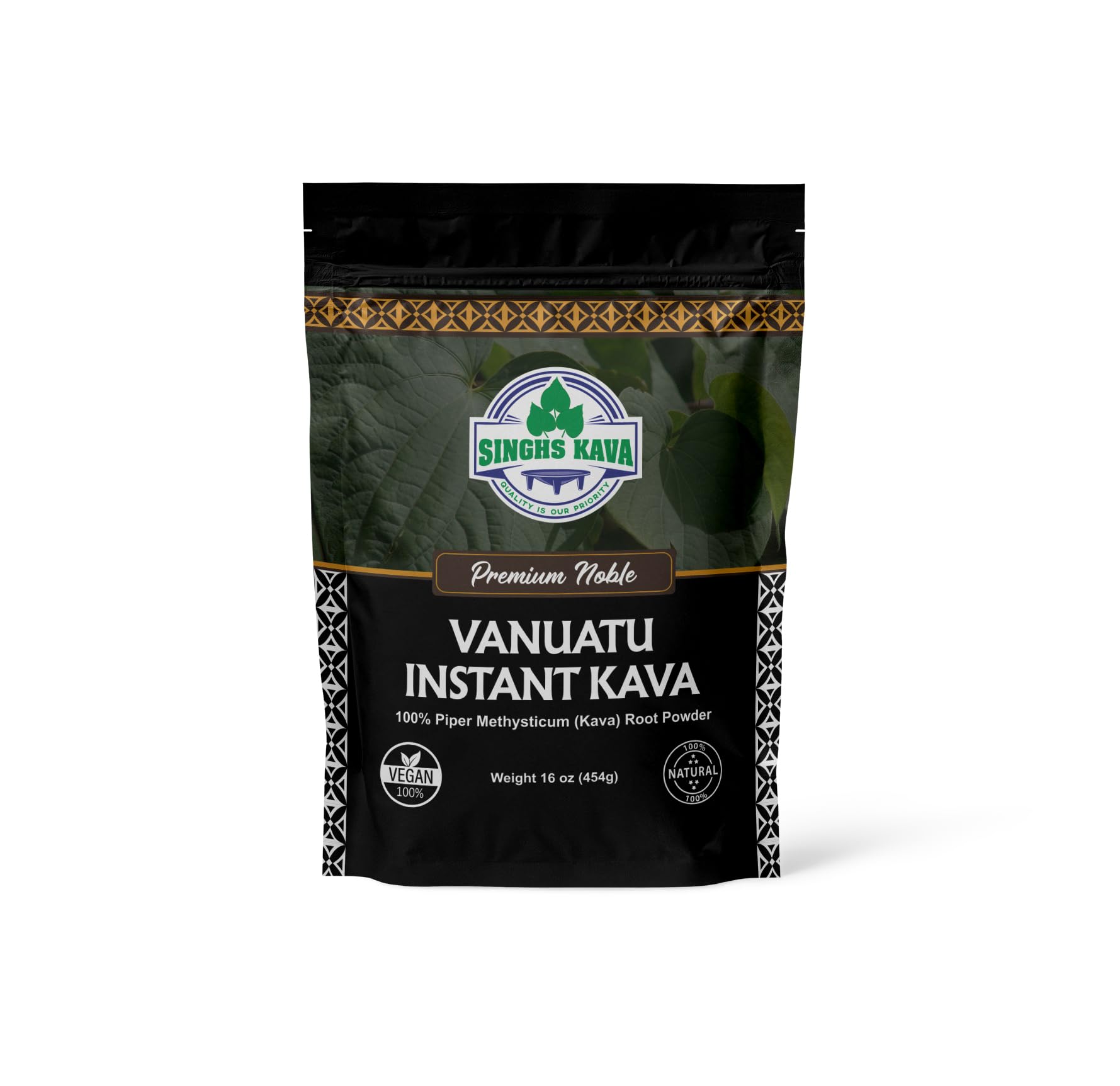 SINGHS micronized kava powder jar 16oz highlighting smooth mixability for easy preparation.