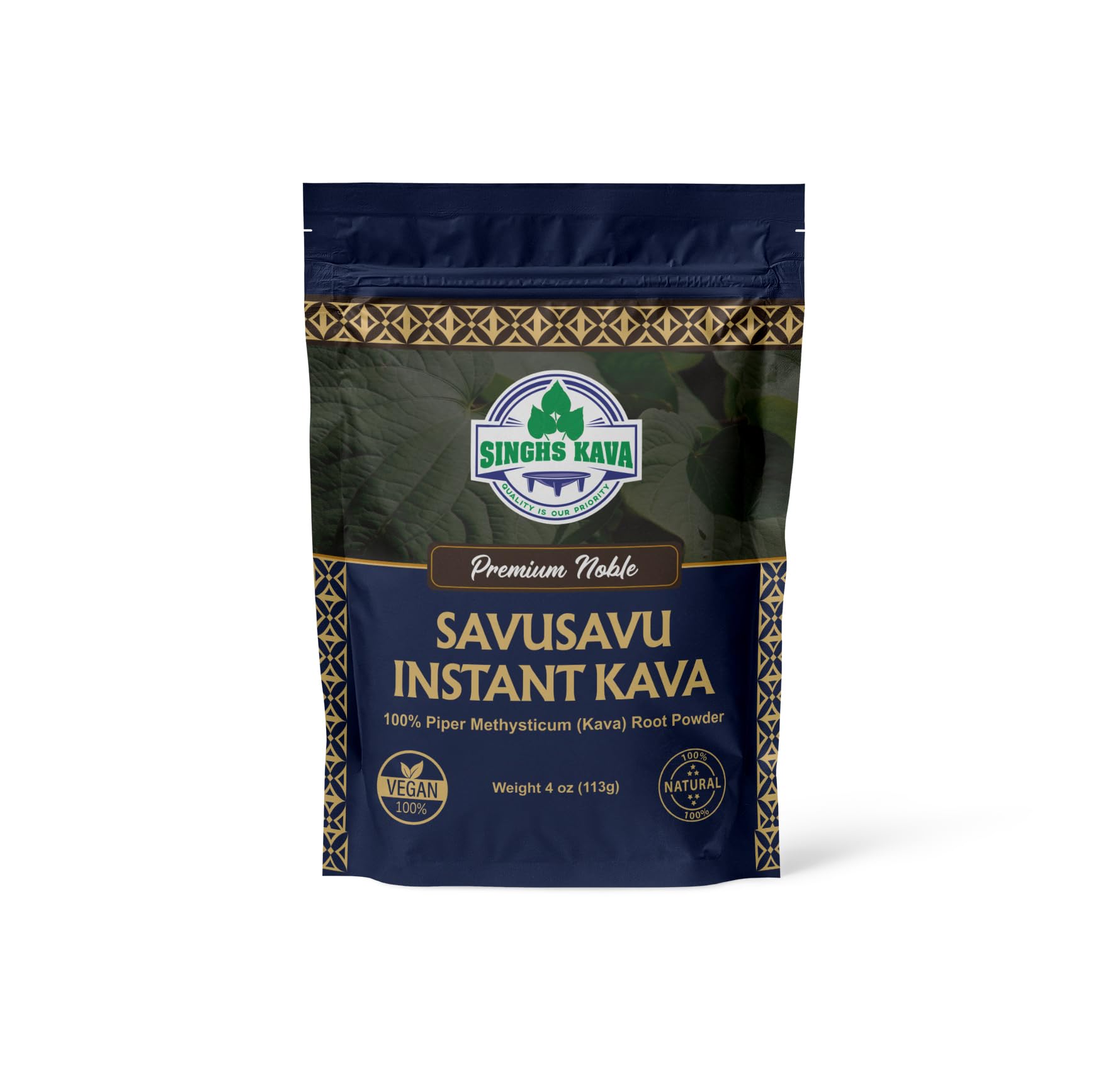 SINGHS Savusavu Kava powder package for instant mix in any beverage.