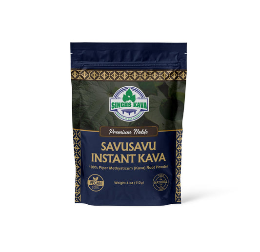 SINGHS Savusavu Kava powder package for instant mix in any beverage.