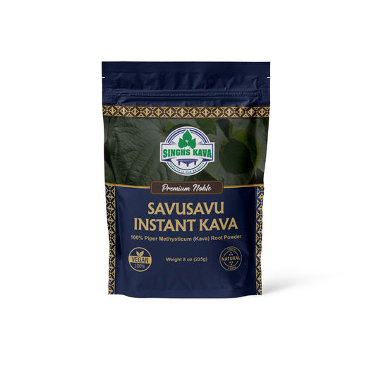 SINGHS Savusavu Kava powder stirred into a drink for quick, soothing enjoyment.