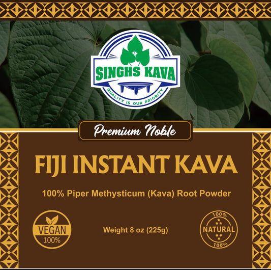 SINGHS Noble Fiji Instant Kava Powder prepared cup ready to enjoy in minutes