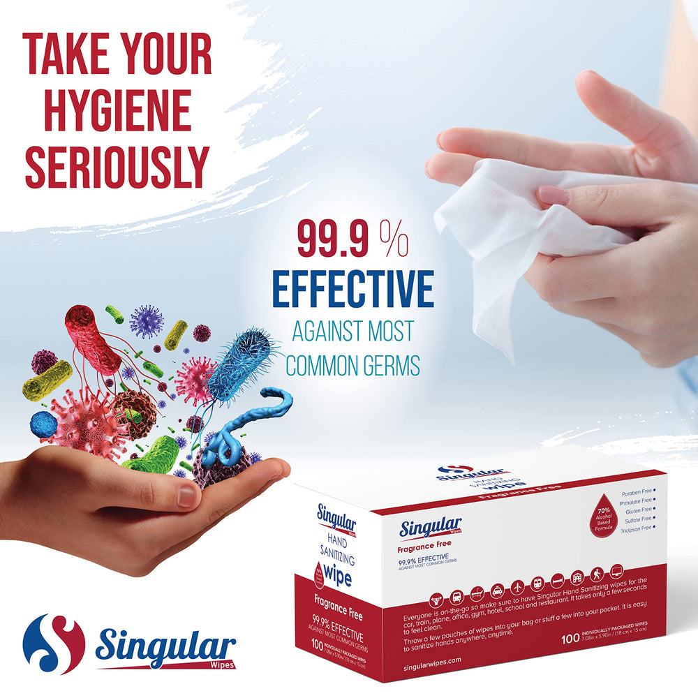 Moisturizing design in Singular Wipes keeps hands soft after use.