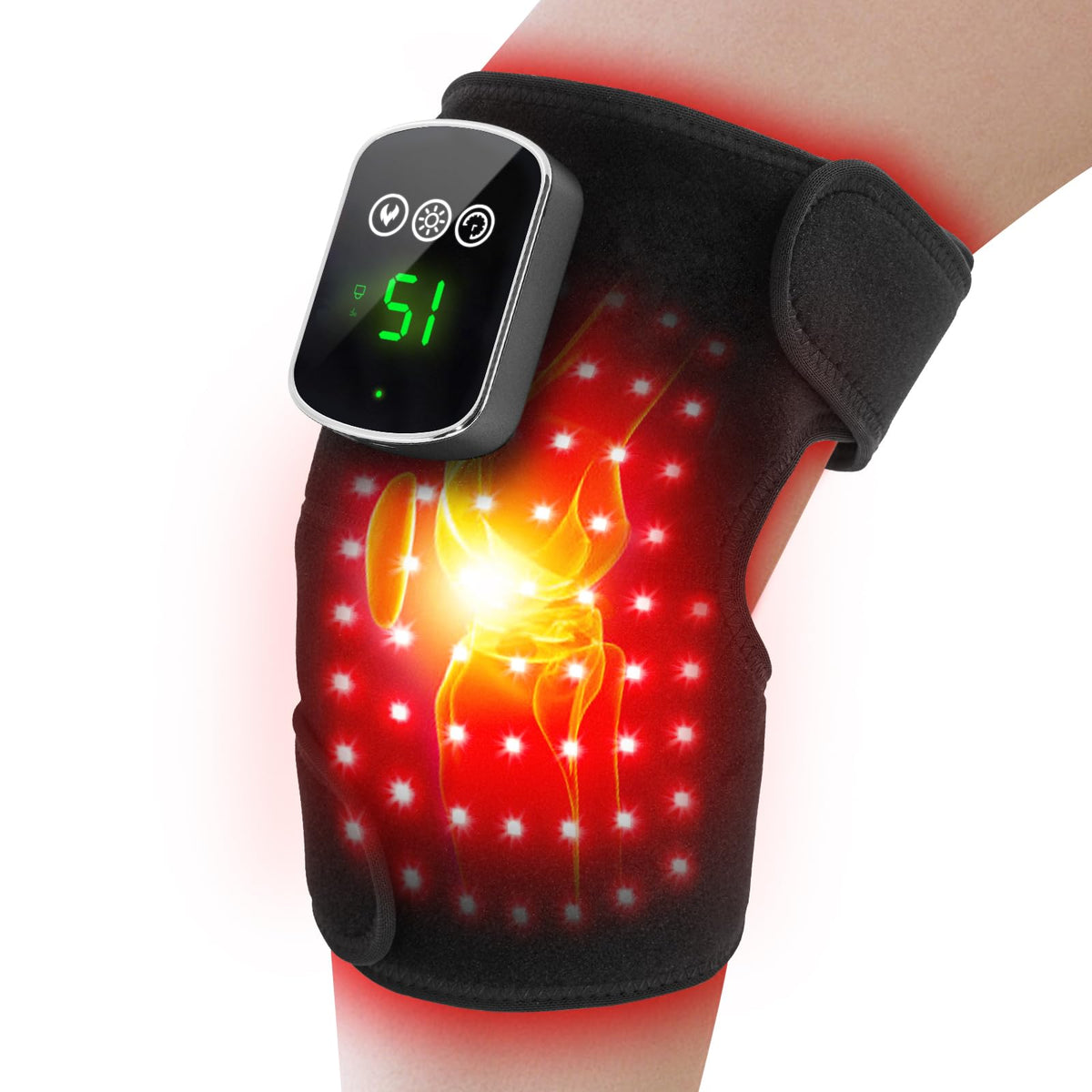 Sinnyelor knee device front view for targeted relief and warmth
