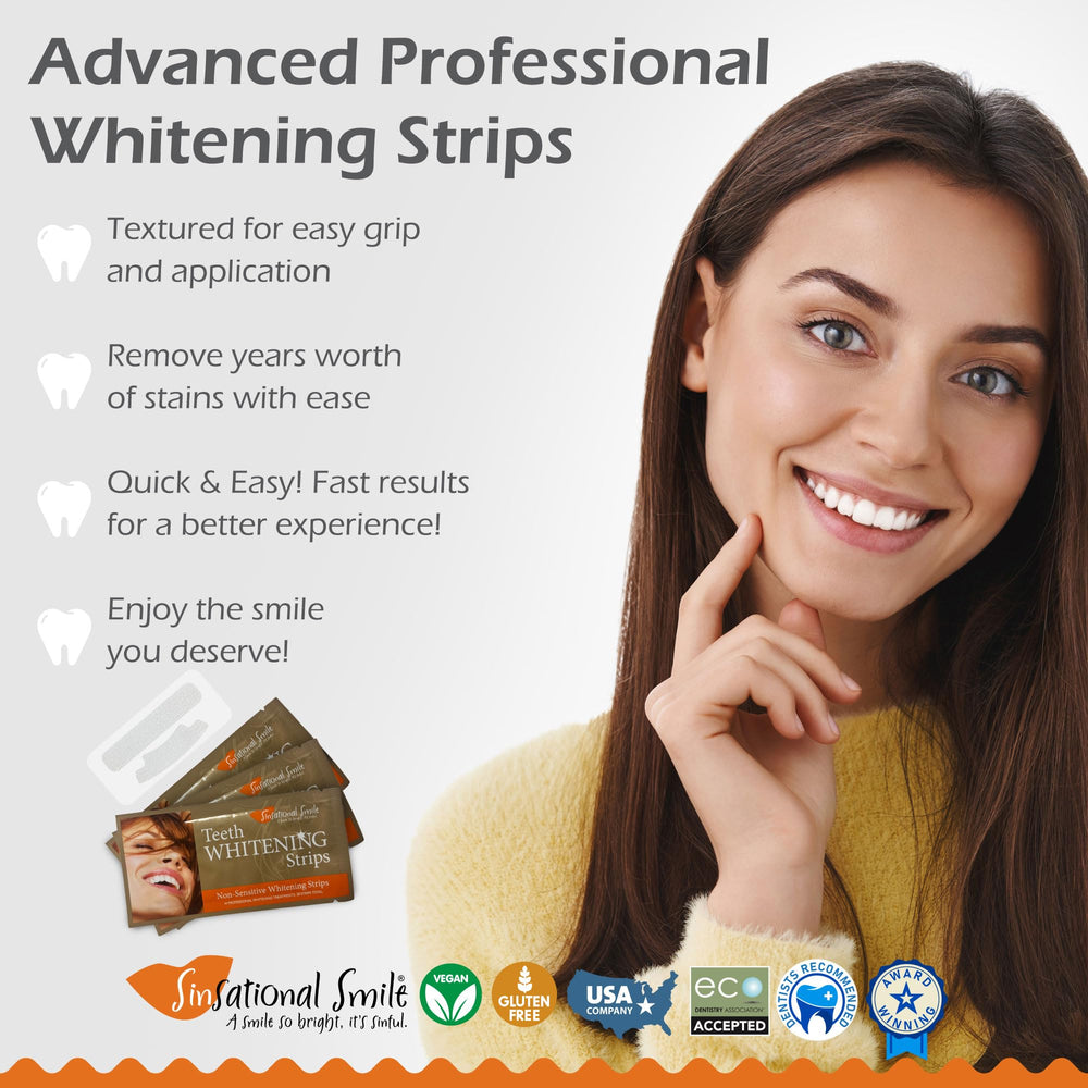 Sinsational Smile whitening strips application demonstrates easy, no-slip use