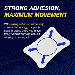 AREX patch with 4-way stretch fabric adhering to skin for all-day comfort