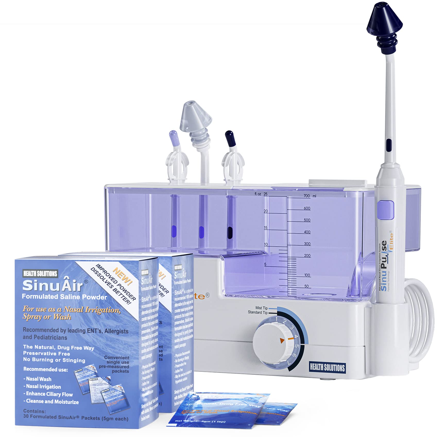 SinuPulse Elite front view, compact nasal irrigation system for easy home relief.