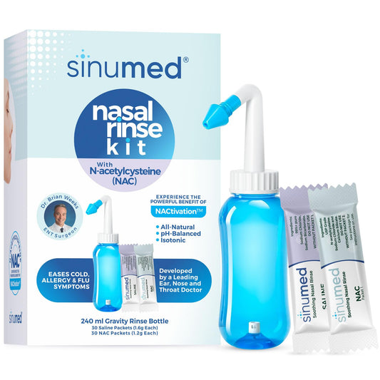 SinuMed Sinus Rinse gravity bottle ready for a smooth nasal flow