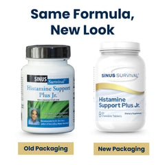 Sinus Survival Histamine Support Plus Jr berry chew serving, convenient daily supplement for kids.