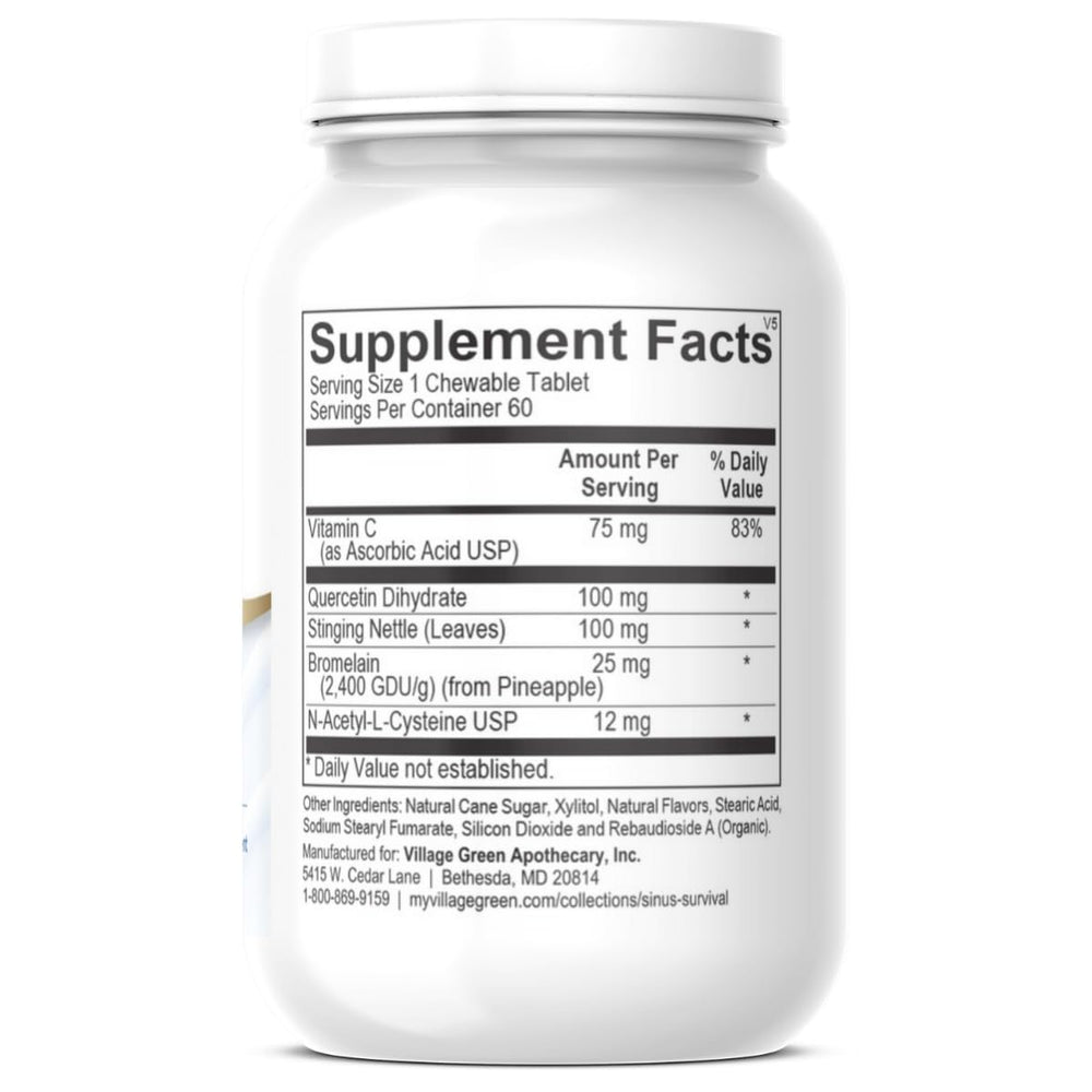 Sinus Survival Histamine Support Plus Jr kids-dose tablet, flavorful berry option for busy mornings.
