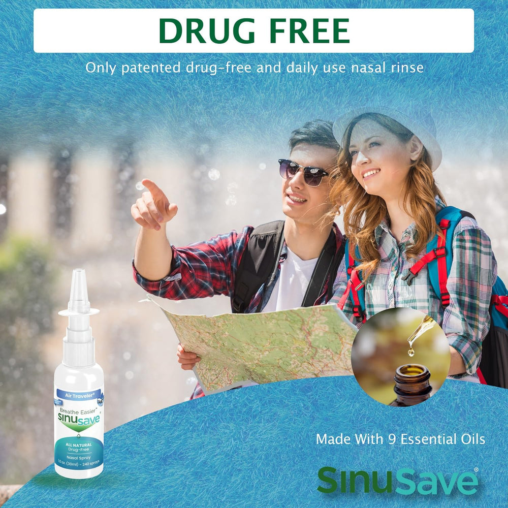 Sinusave Air Traveler in use during a flight for easier breathing