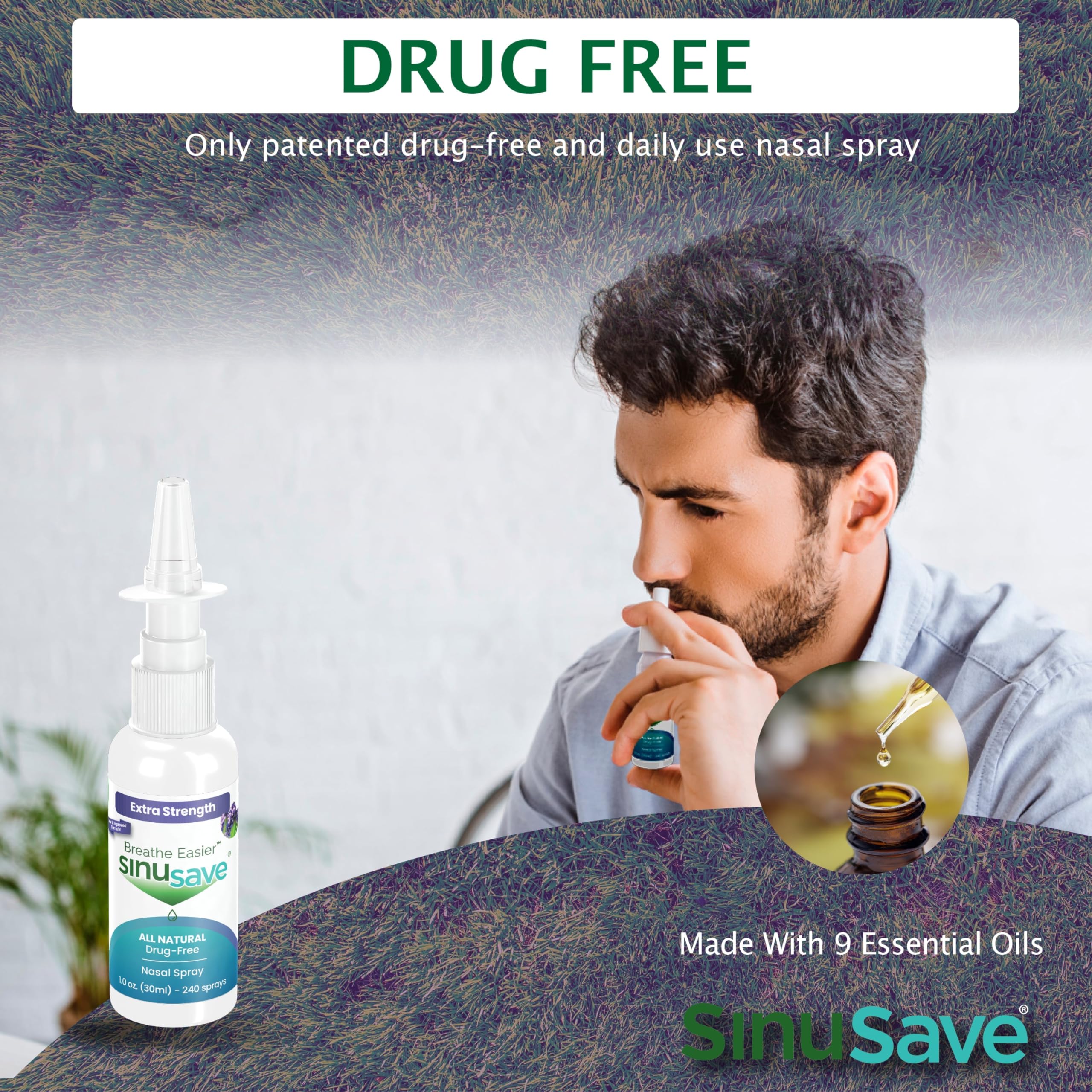 SinuSave daily-use routine image suggests non-drowsy, morning-friendly hygiene.