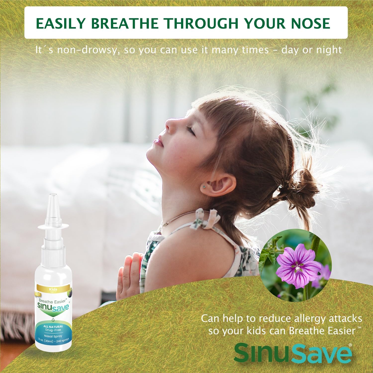 Sinusave Kids Strength ingredients highlight natural essential oils.
