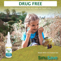 Sinusave Kids Strength made in the USA, drug-free relief option.