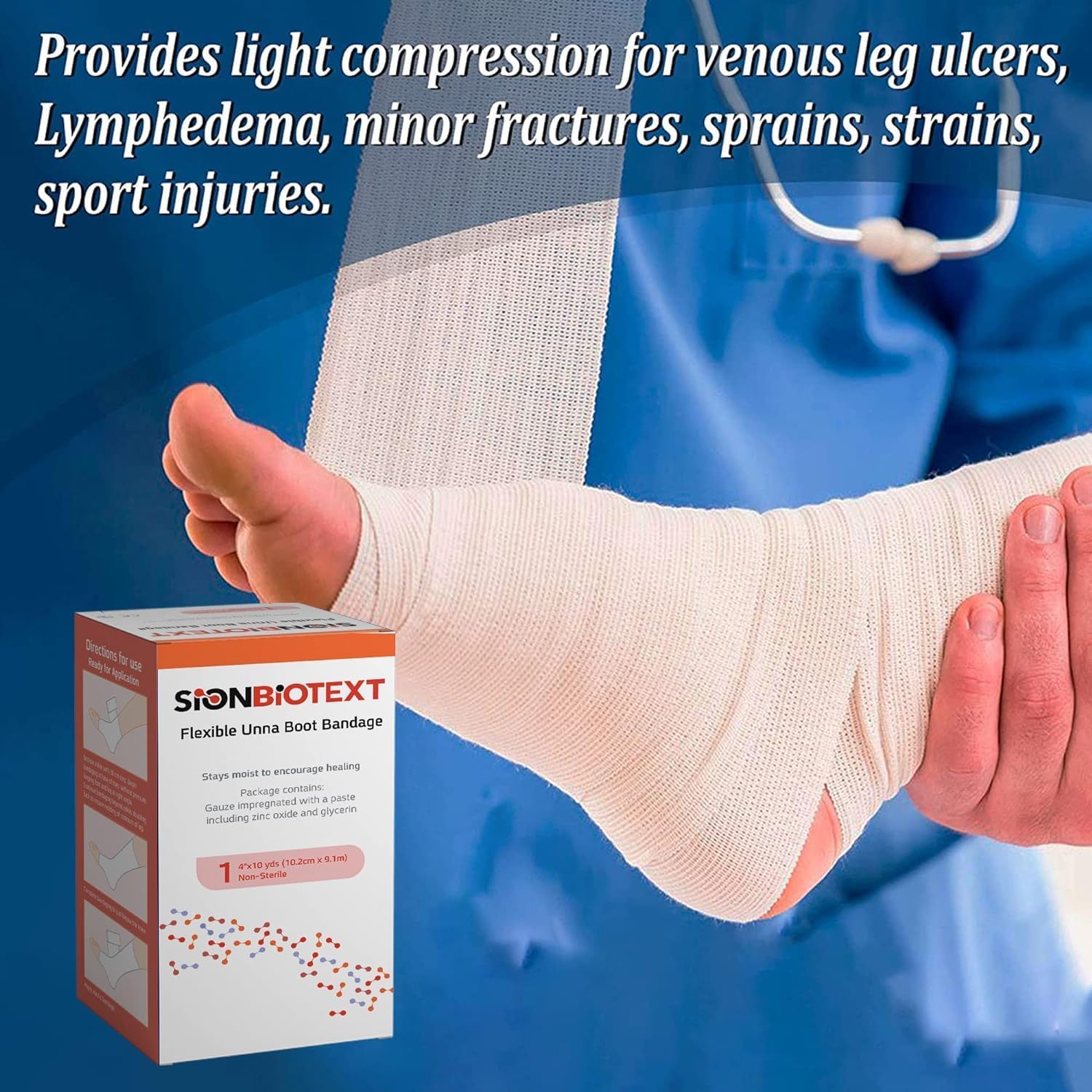 Sion Biotext Unna Boot latex-free design reduces skin irritation