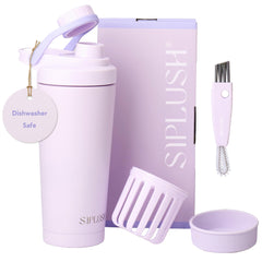 SIPLUSH Paradise Shaker Bottle with lavender hue for daily hydration.