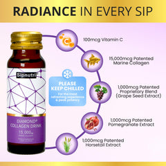 Sipnutri Diamond Collagen bottle in fridge ready to enjoy cold.