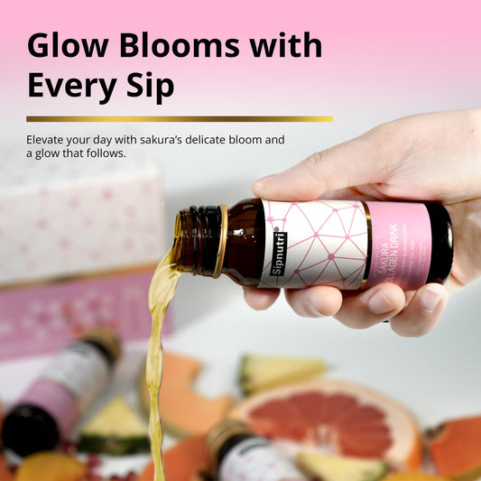 Sipnutri Sakura bottle in hand for easy daily beauty routine.